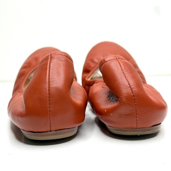Delman Leather Round Toe Stretch Slip On Ballet Flat 6.5 M Burnt Orange - Picture 3 of 8